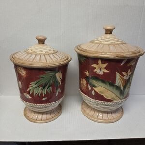 Vintage 2 Certified International "Pamela Gladding" Ceramic Canisters with Lids